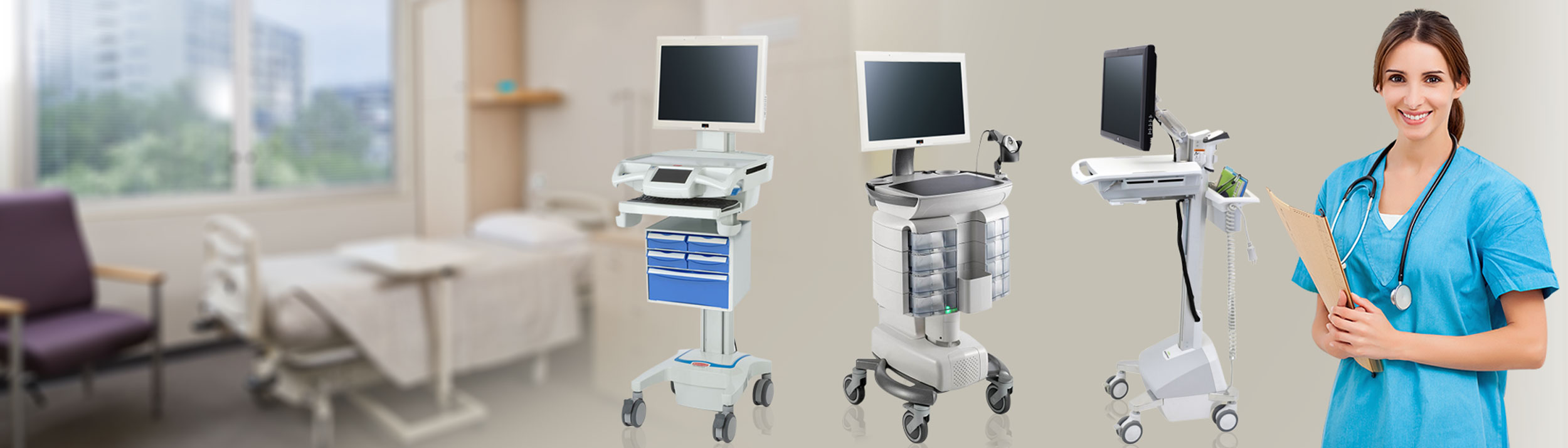 ADITI Medical Cart Computers / Computers on Wheels for eMar and Mobile Cart Solutions